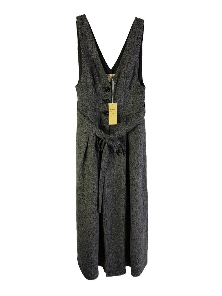 New Aryeh Jumpsuit Wide Leg Cropped Belt Sleeveless Gray
